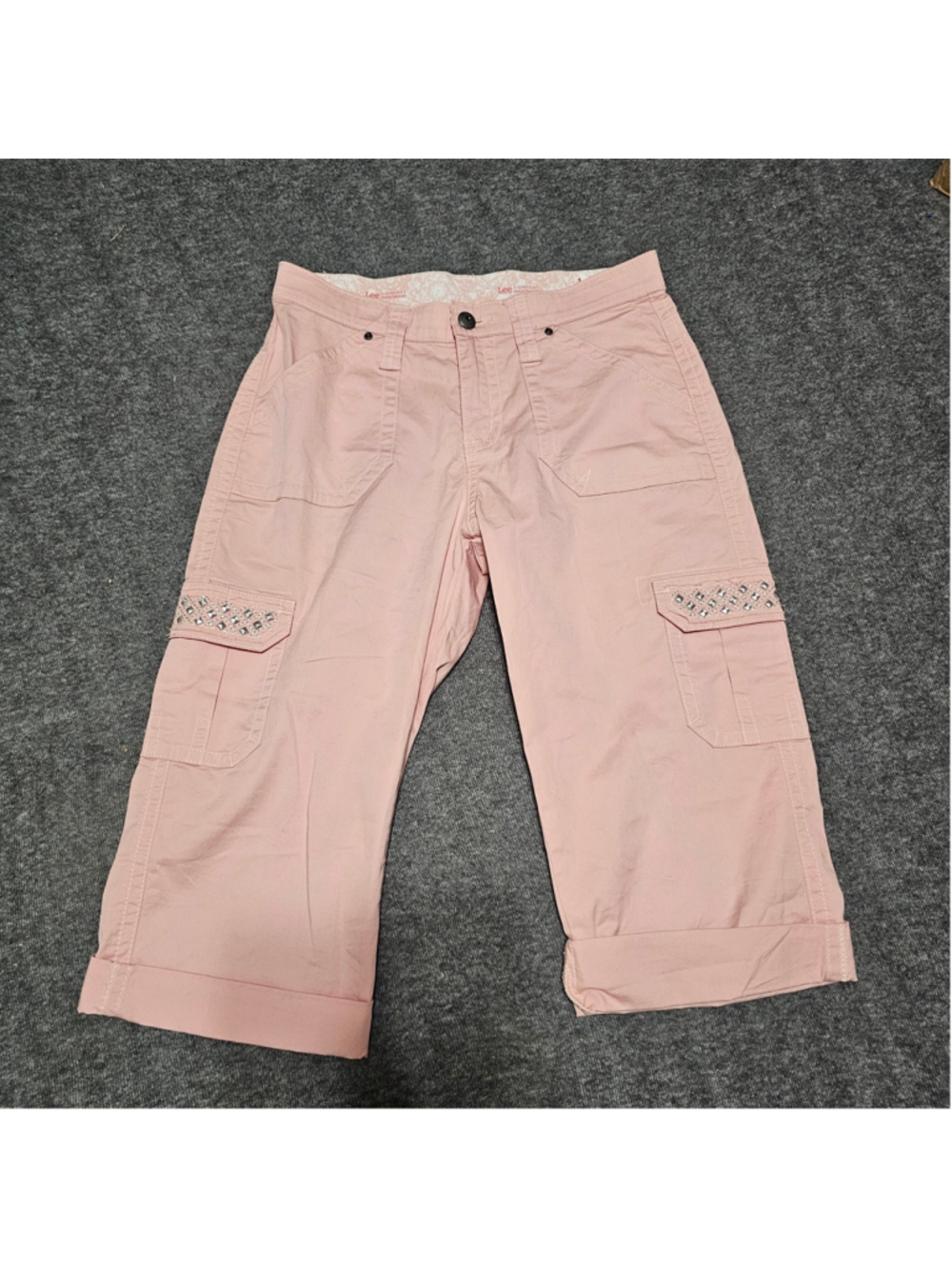 Lee Comfort Waistband Pink Cargo Capri Pants Size 4